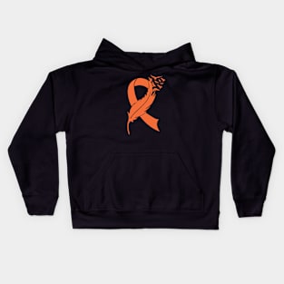 Feather Orange Ribbon, Leukemia Kidney Cancer Kids Hoodie
